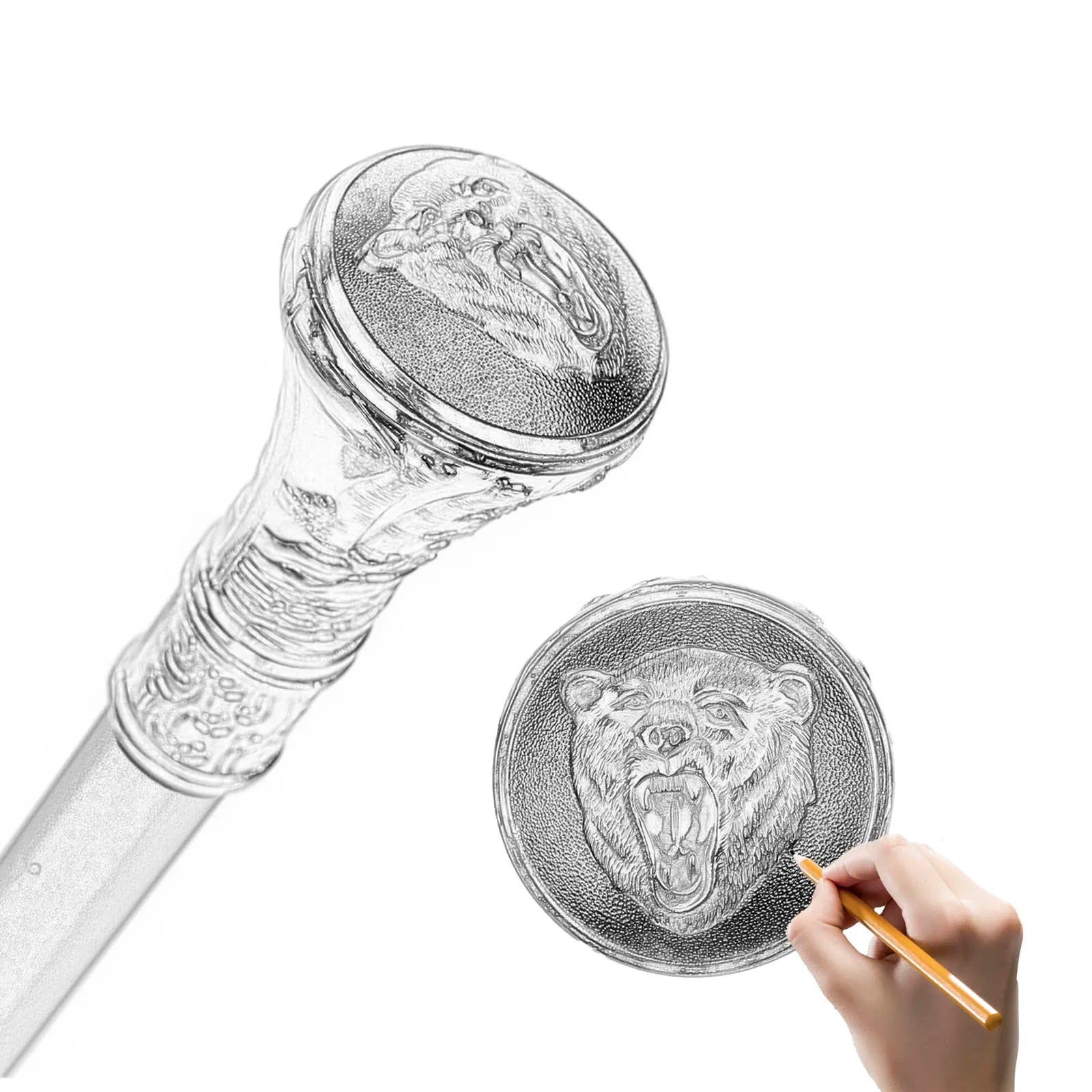 Gold Roaring Bear Luxury Walking Stick