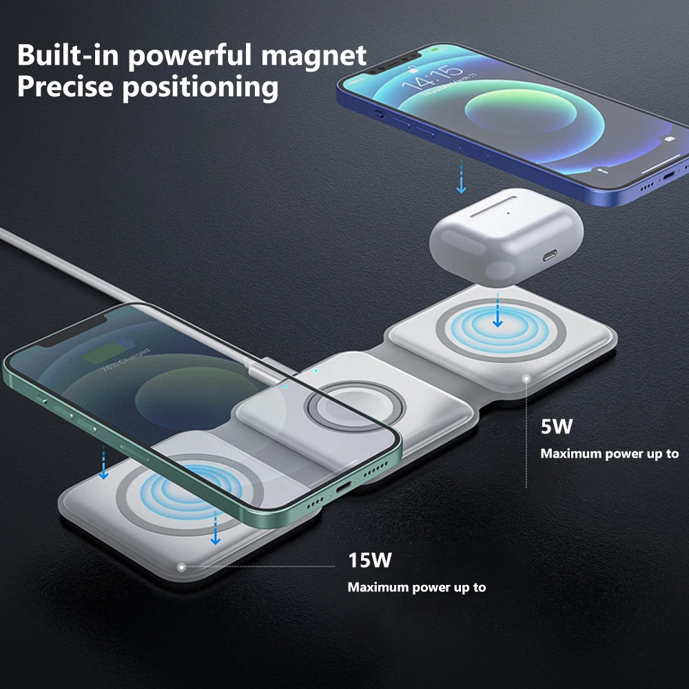 Magnetic Foldable 3 in 1 Wireless Charging Station