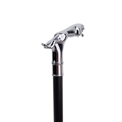 Silver Leopard with Tail Luxury Walking Stick